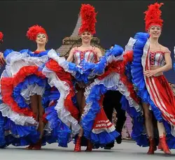 French Can Can Dance Costume Women Performance Dress Opening Stage Include Hat Red