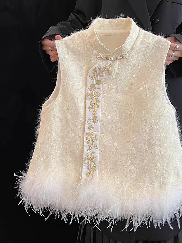 spring-autumn-new-chinese-sle-patchwork-frayed-svel-qipao-vest-for-girls-baby-ancient-sle-cotton-blend-fabric