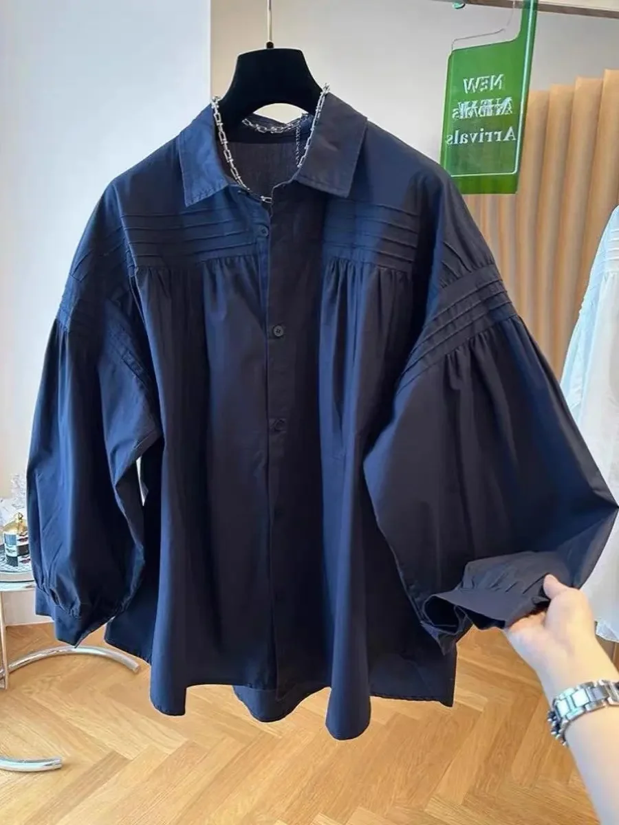 فانوس نسائي مقاس كبير Sve irt أوائل الخريف رقيق فضفاض غير رسمي قماش رقيق كوري Sle طويل Sve...