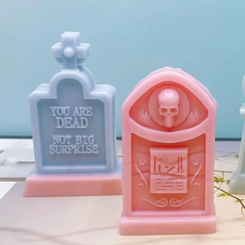 

Halloween Series Candle Silicone Mold Tombstone Cross Handmade Plaster Resin Soap Molds Supplies Home Decoration Holiday Gifts