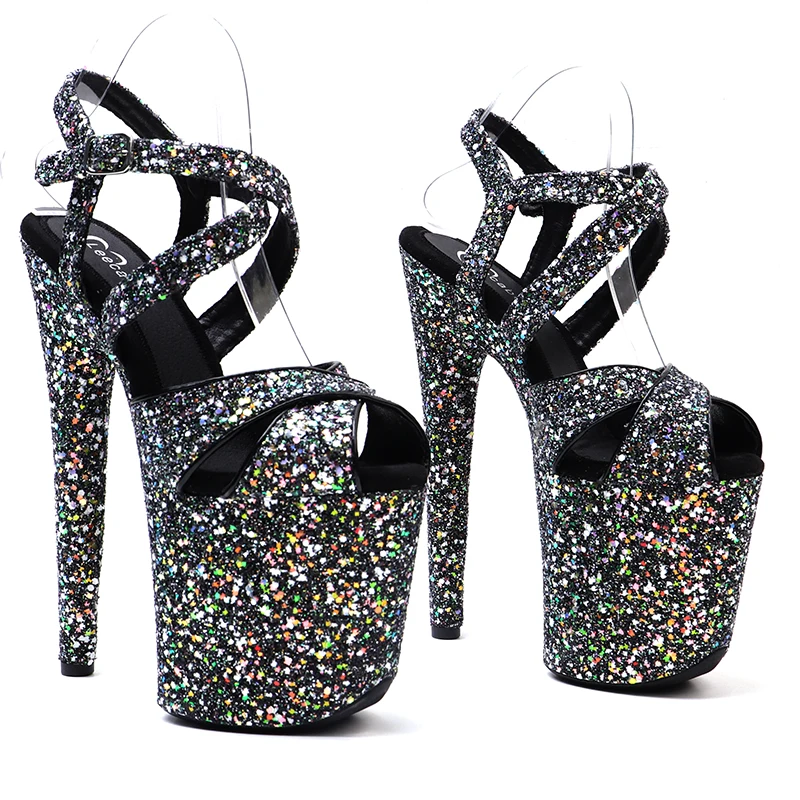 Leecabe 8Inch/20cm Glitter Women's Platform party High Heels sandals stripper heel Pole Dancing Shoes