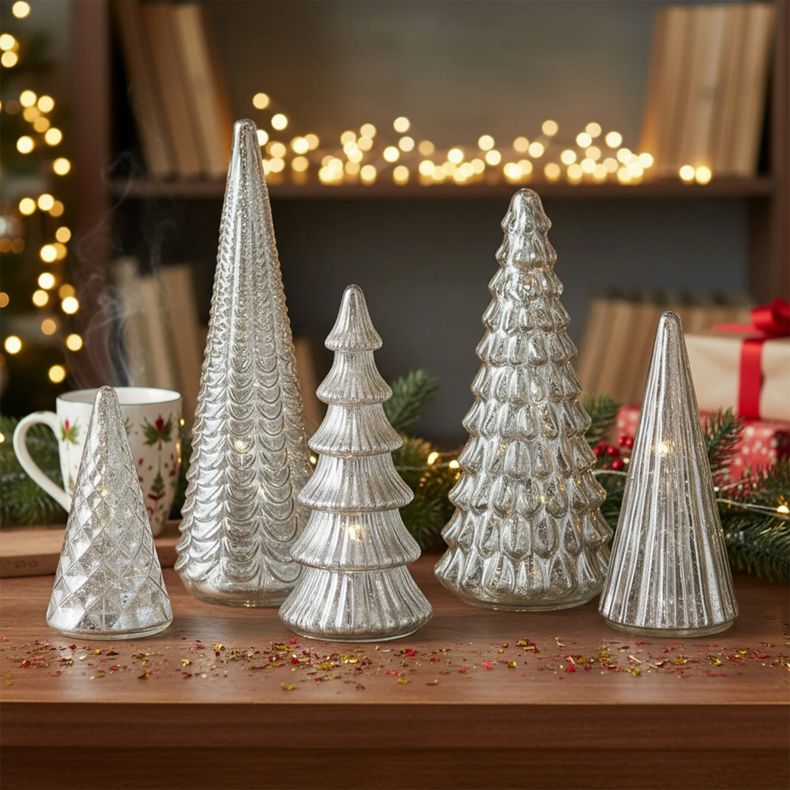 5 قطعة من البلاستيك المضاء لشجرة عيد الميلاد تمثال الحلي تضيء شجرة عيد الميلاد الحلي لهدايا العيد ديكور مدفأة عيد الميلاد #1