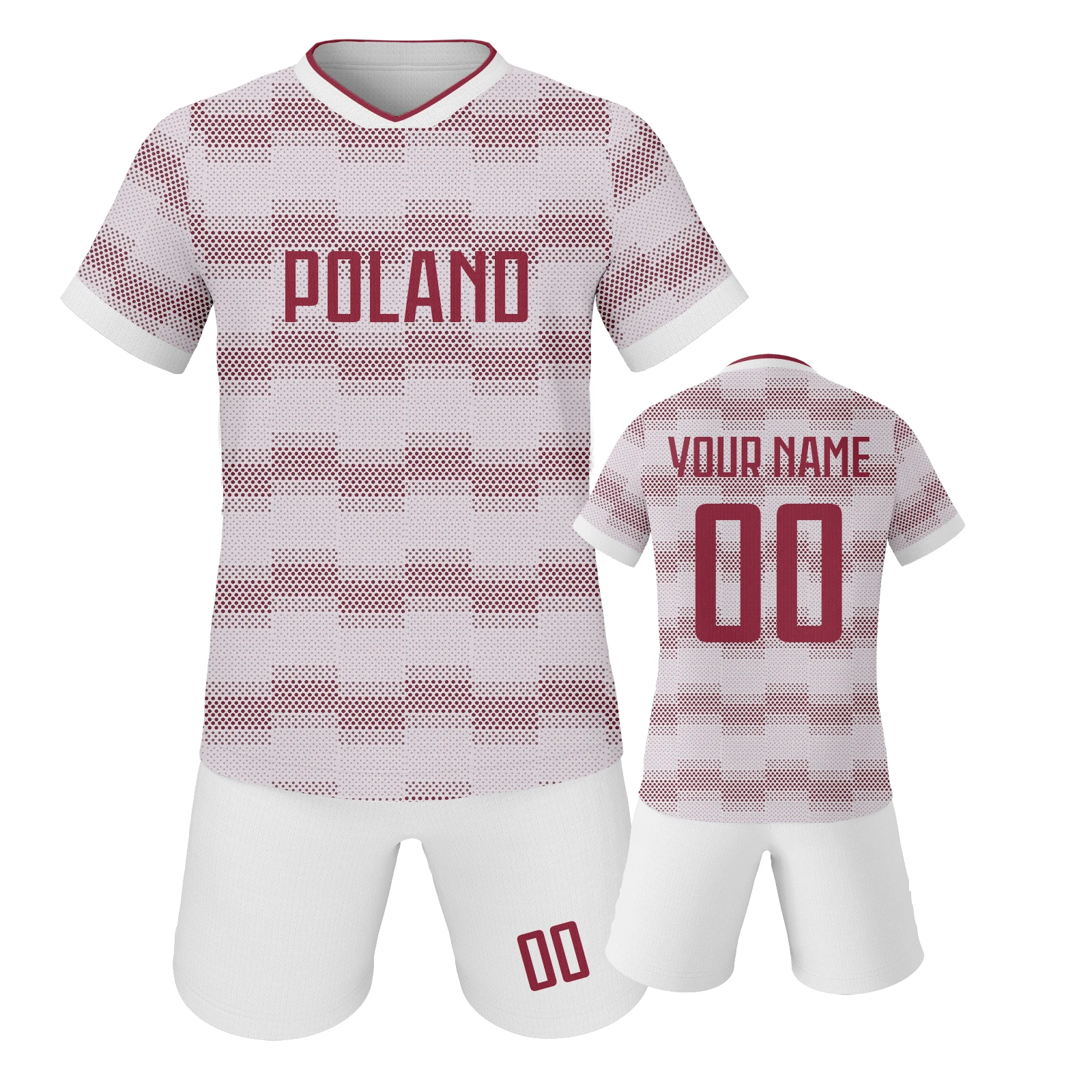 Kids Football Jersey Set Custom Poland Personalized Soccer Uniform with Name and Number Youth Team Tracksuit Training Gear