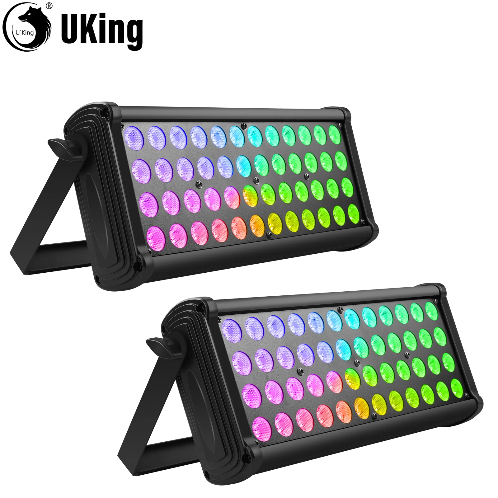 U`King 2Pcs 80W Square Wall Wash Light 48LEDs RGB DJ Lights Color Mixing Rainbow Effect Highlights For Outdoor Building Exterior