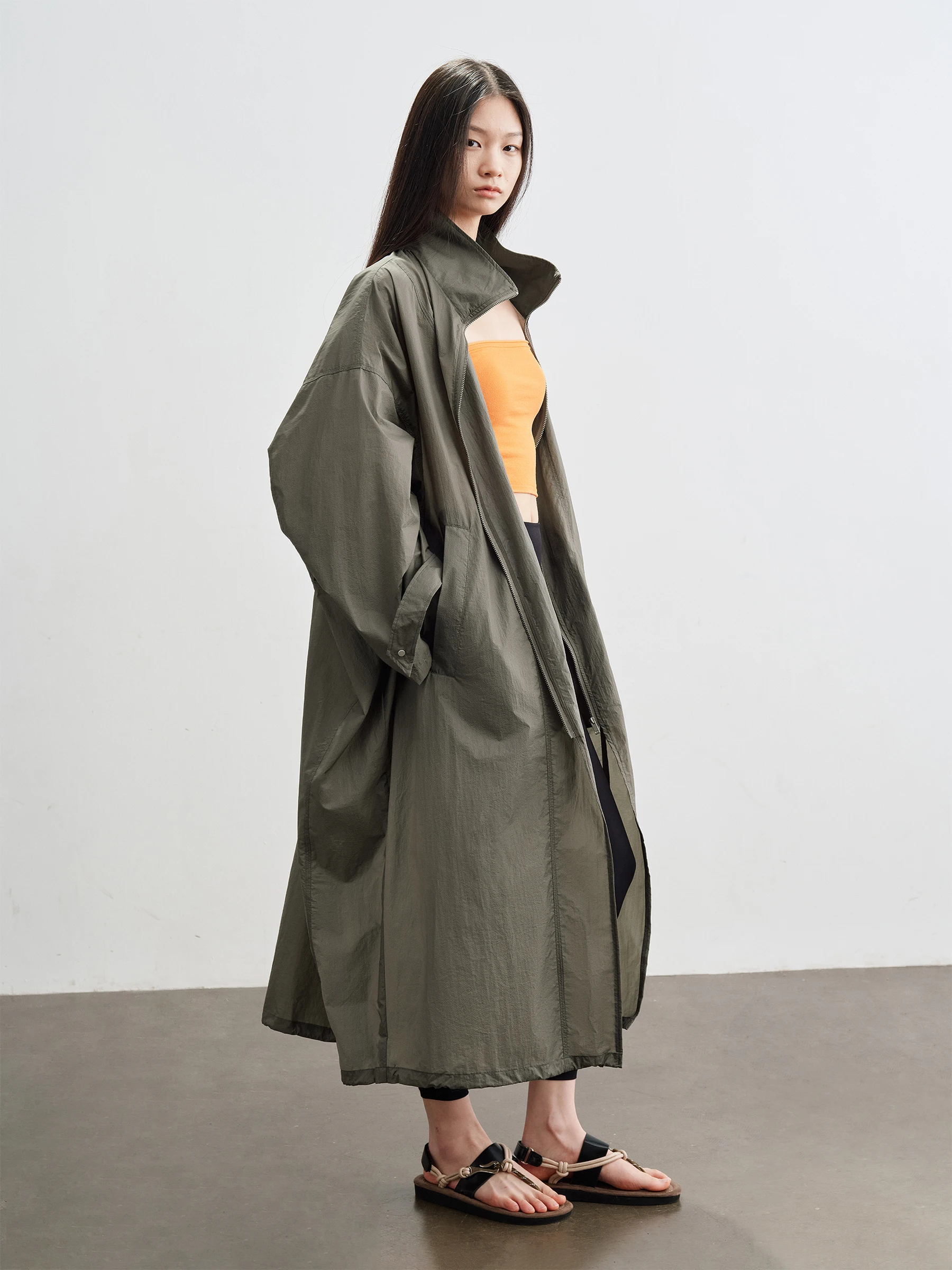 SHKUCO UPF50 Original Yarn Loose Transparent Double Grid Paper Sensation Sun Protection Long Windbreaker Women's Fashion Summer