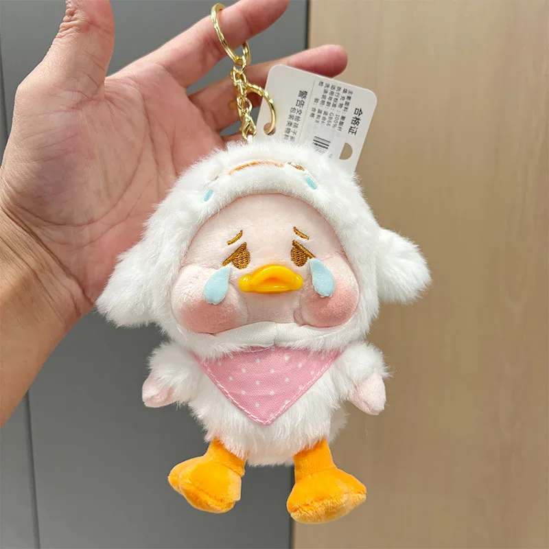 Cartoon huilende eend pluche pop sleutelhanger zacht speelgoed hanger creatief cadeau