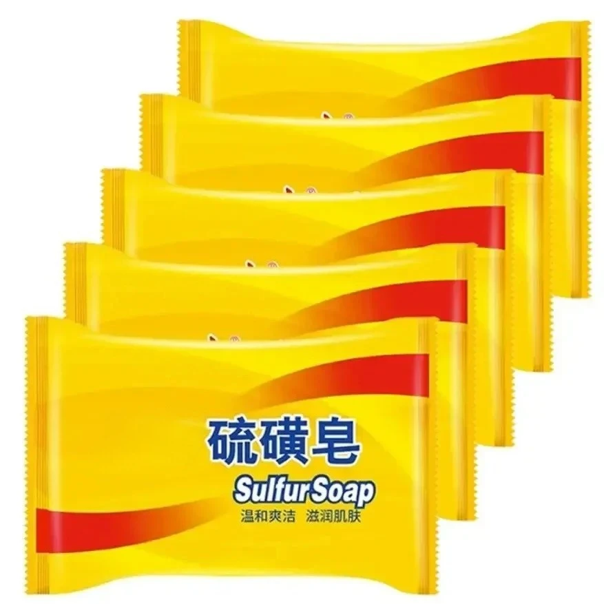 5 قطع صابون حمام الكبريت، صابون تنظيف يغسل اليدين والوجه، صابون للجنسين خلف الجلد، تنظيف عميق للوجه
