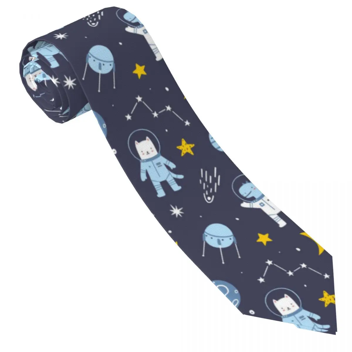 Classic Tie Men Neckties for Wedding Party Business Adult Neck Tie Casual Cute Space Animals Astronauts Tie