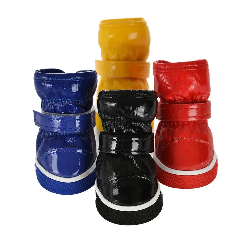 Holapet Waterproof Winter Pet Dog Shoes Anti-slip Puppy Snow Boots Leather Dog Footwear Warm Shoes For Small Dogs Cats Chihuahua