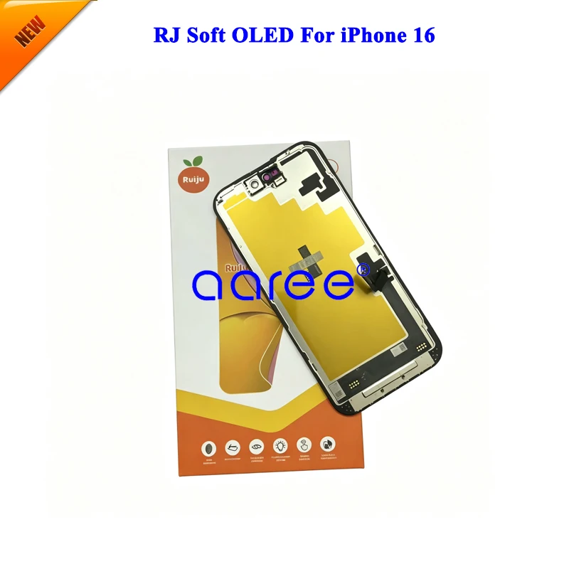 RJ Brand 120Hz Soft OLED Display For iPhone 16 Soft OLED Display LCD Screen Touch Digitizer Assembly