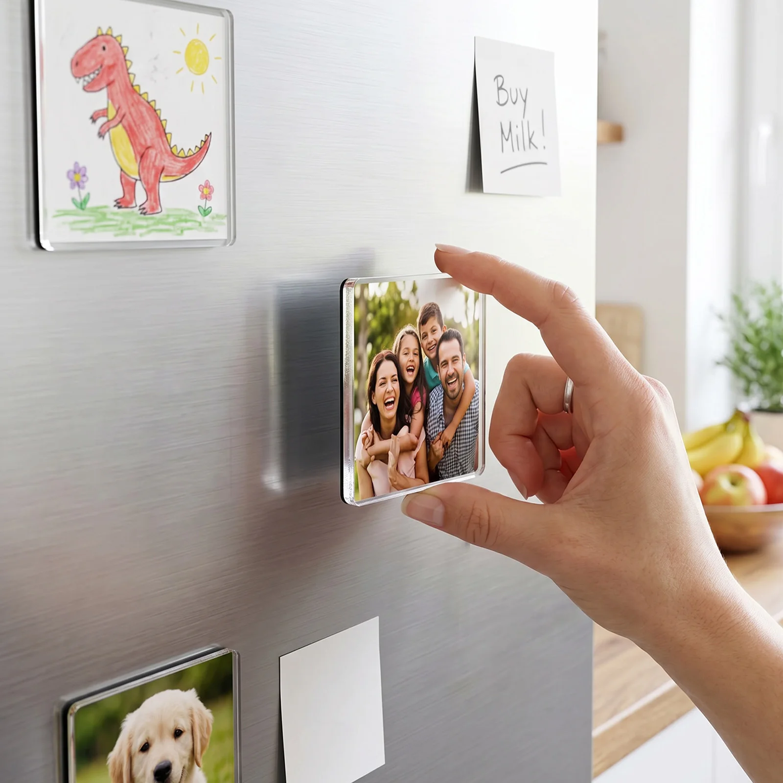 32/20Pcs DIY Fridge Magnet Kit Clear Acrylic with/No Adhesive Backing NotPhoto Included for Custom Photo Magnet Sticker Postcard