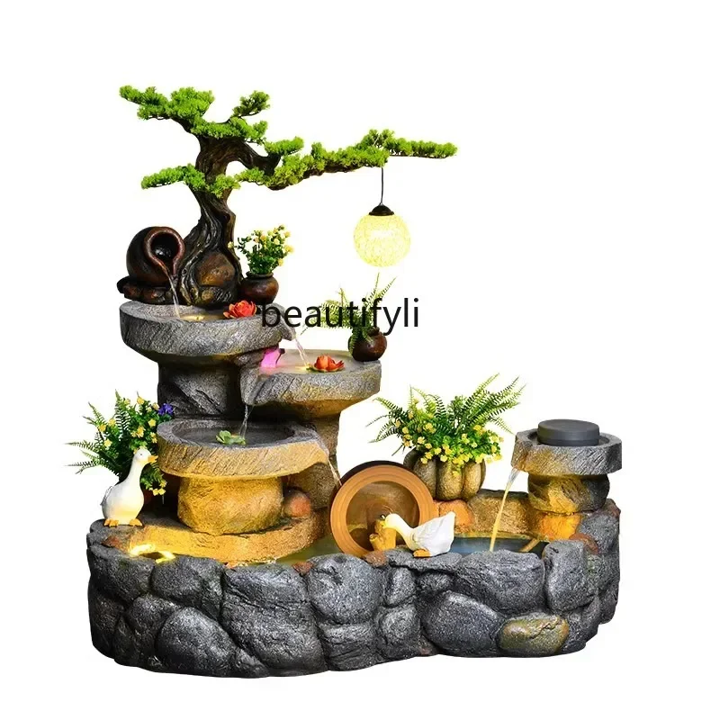 

Rockery flowing courtyard villa entrance living room decoration office lucky fish pond water circulation ornament