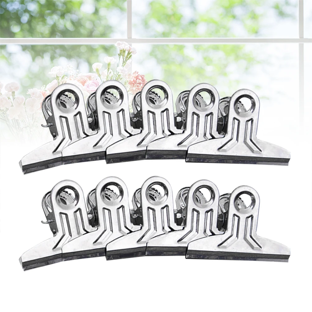 

10 Pcs Stainless Steel Clip Bag Clips for Food Storage Chip Snack Sealer Long Tail Chips