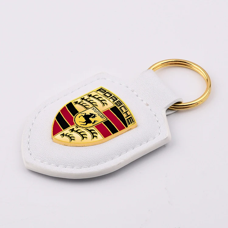 LLavero de cuero con escudo para coche, colgante creativo, regalo para Porsche Panamera Macan Boxster Cayman Cayenne 911 718, accesorios