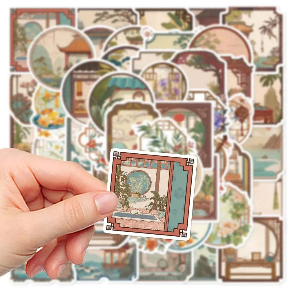 50 個中国風紙切りステッカー面白い落書き DIY 日記アルバム冷蔵庫自転車ラップトップ装飾アートワーク