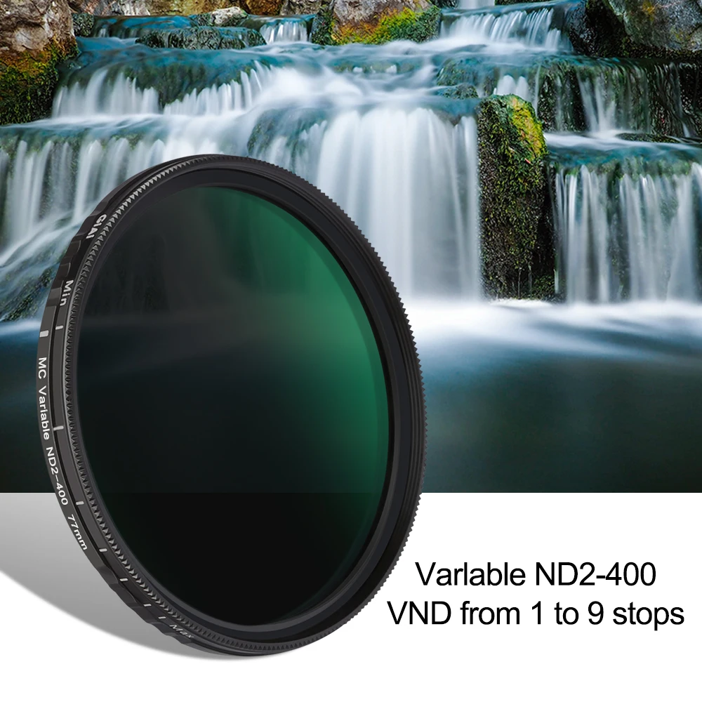 GiAi Variable ND Filter ND2-ND400 Nano Coating Neutral Density Camera Lens 82 77 72 67 62 58 55 52 49mm