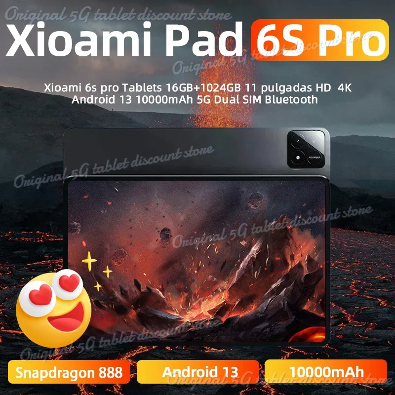 Global Version 2024 New  Pad 6S Pro Tablet PC 11inch HD 4K Android 14 16GB+1T 10000mAh Bluetooth 5G Dual SIM WiFi GPS Tablet