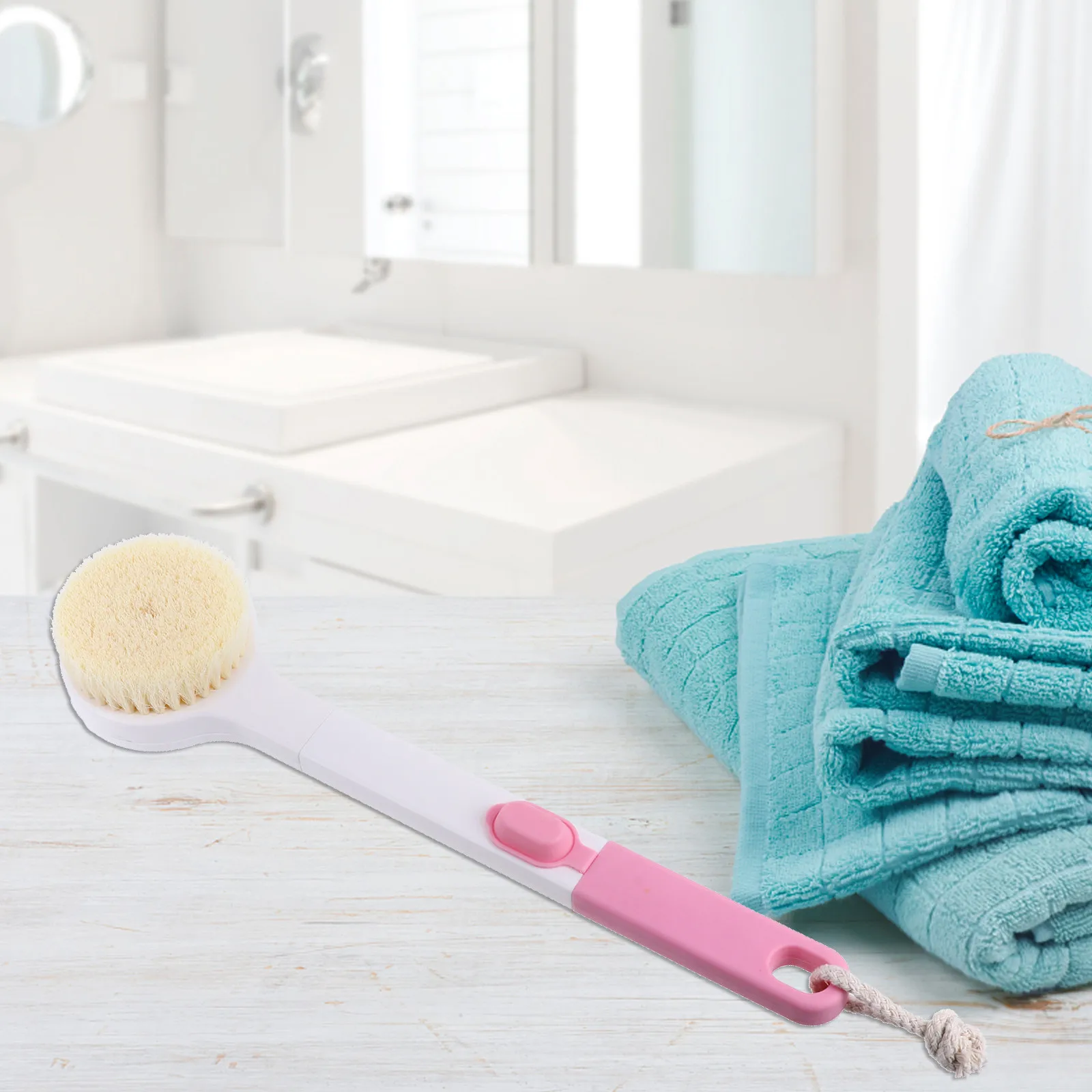 

Мягкая щетка для душа с длинной ручкой, розовая, для мытья спины, аксессуар для ванной, скраб для тела, щетка для очищения кожи