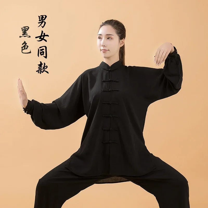 태극권 유니폼 코튼 린넨 Taijiquan 연습 중국 전통 정장 Wushu 무술 야외 산책 아침 Sprots