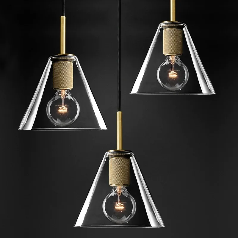 

AiPaiTe Post-modern minimalist chandelier LED glass shade Copper/Black Nordic living room bedroom dining room chandelier.