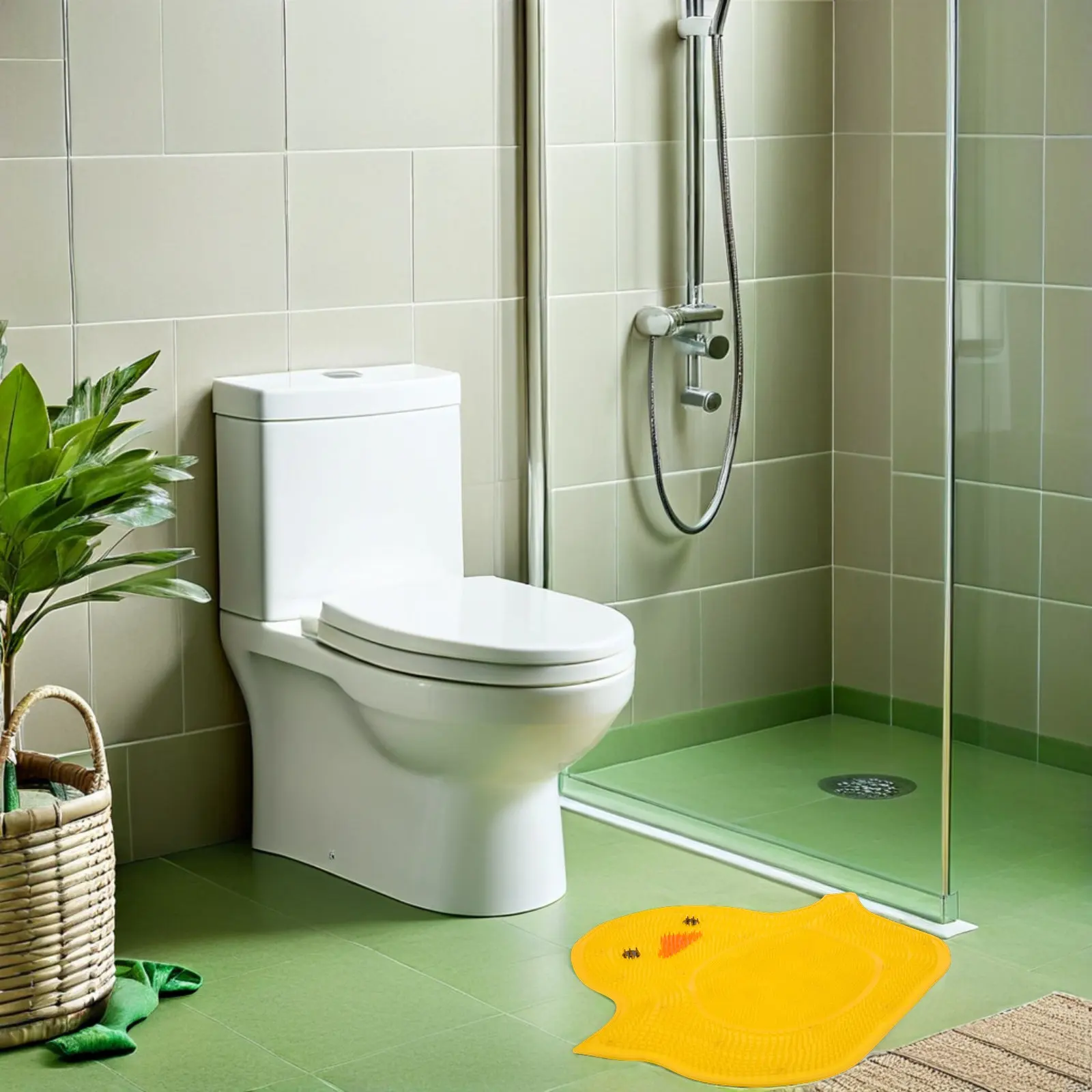 2Pcs Silicone Shower Foot Scrubber Mat Yellow Duck Soft Non Slip Bath Mat Massage Pad Suction Cups Foot Exfoliating Tool