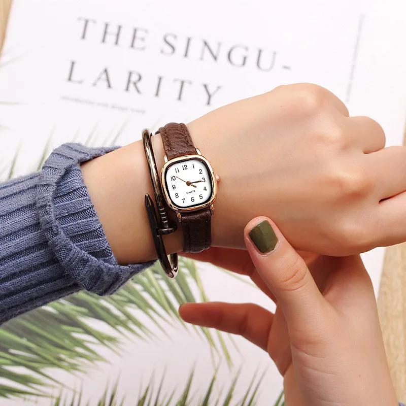 

Новые квадратные минималистичные женские модные студенческие часы с маленьким циферблатом, винтажные роскошные деловые кварцевые наручные часы с поясом Relogio Feminino