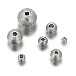 10/20pcs/lot Stainless Steel 3 4 5 6 8 10mm Round Scrub Ball Beads European Spacer Charm Beads for Bracelet DIY Jewelry Making