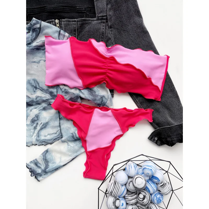 Sexy Patchwork Chest-Wrapped Bikini Swimsuit76758