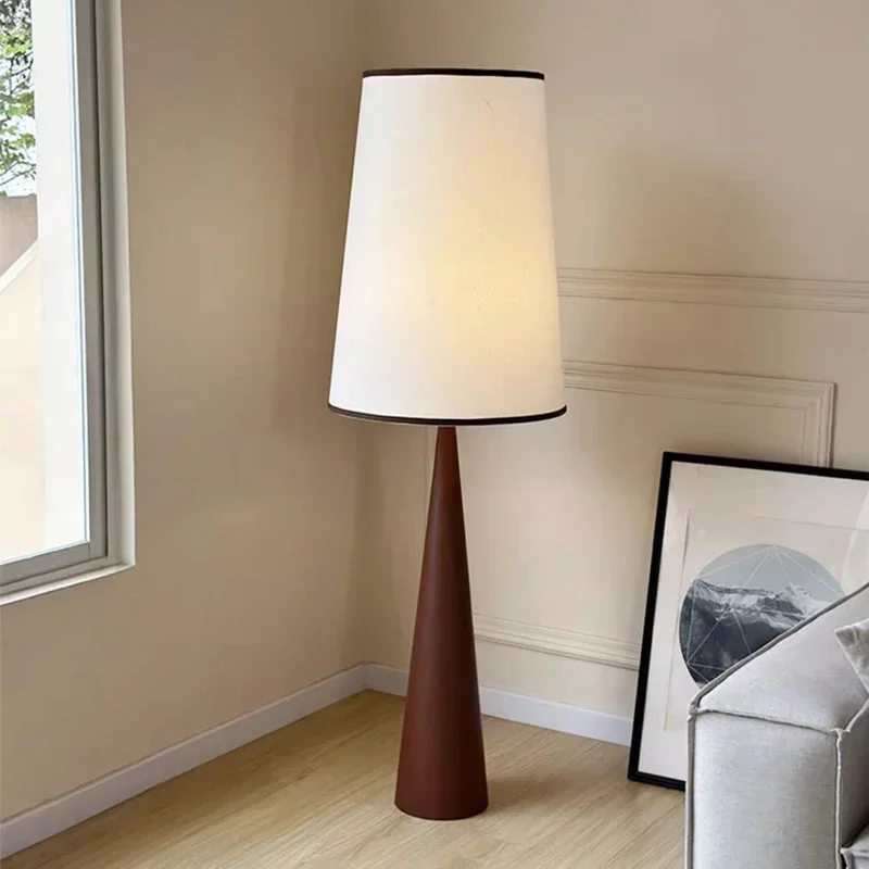 

Nordic wood floor lamp Minimalist Led lamp shade fabric Wabi Sabi Sofa Corner Decor Bedside bedroom living room Standing light