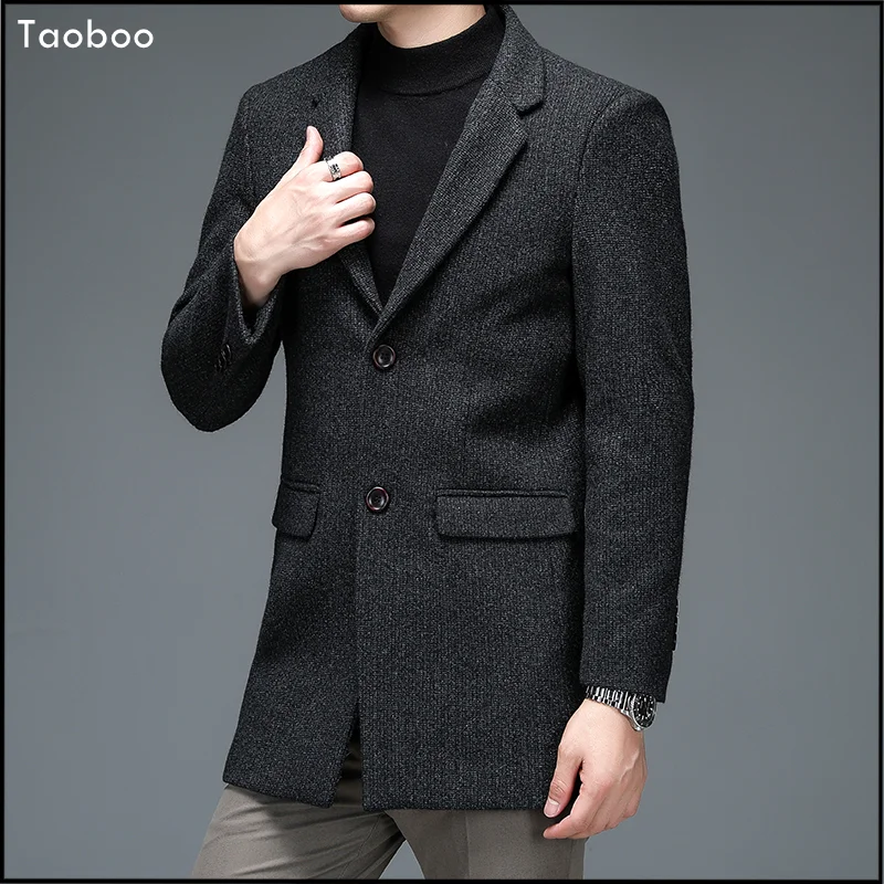 

Taoboo 2022 Business casual Solid Coats Vintage style Men's winter jacket High Quality Fashion Parka Woolen Windbreak For Men