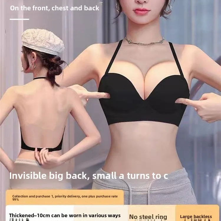 

Side Enhance Push Up Magic Бюстгальтер с лямкой на шее 10 см с перекрестной спинкой для небольшой груди, расширенный бюст, глубокий декольте, открытая спина - летний сексуальный