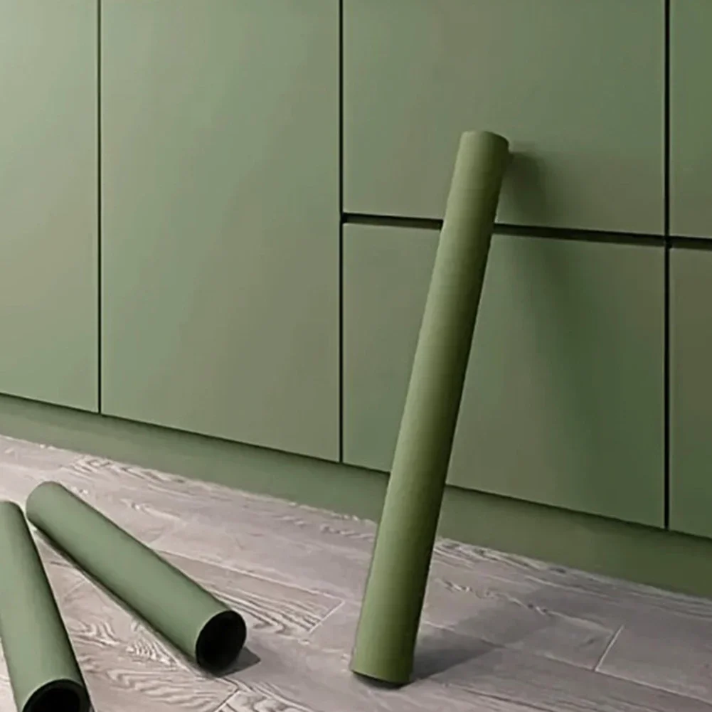 1PCS Matt Green Furniture Stickers Pvc Wallpaper Cabinet Furniture Wallpaper Moisture-proof Bedroom Background Wallpaper