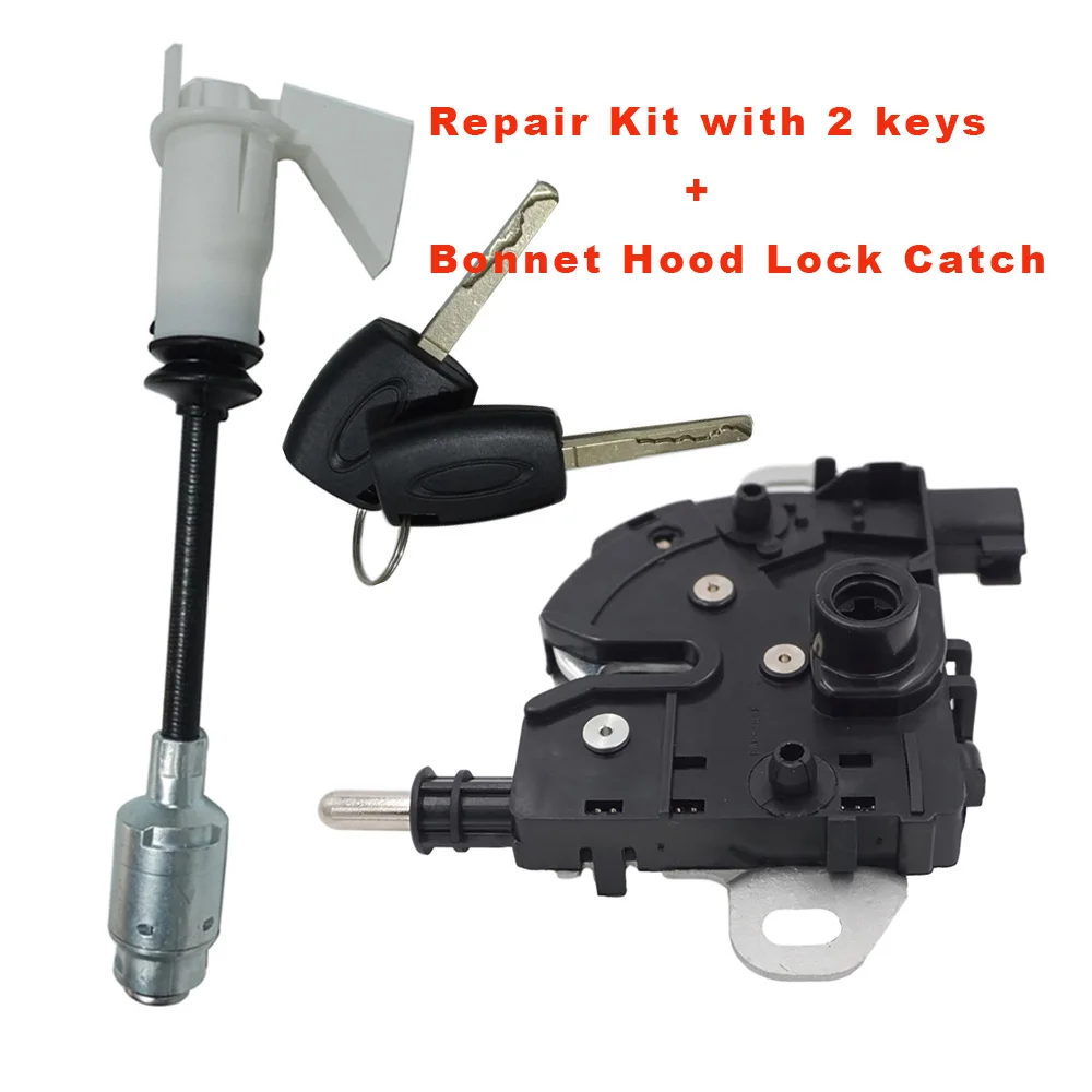 KASturbo 1355231 Kit de reparación de bloqueo de liberación del capó, pestillo de bloqueo del capó para F-ord Focus MK2 2004-2012 CMAX