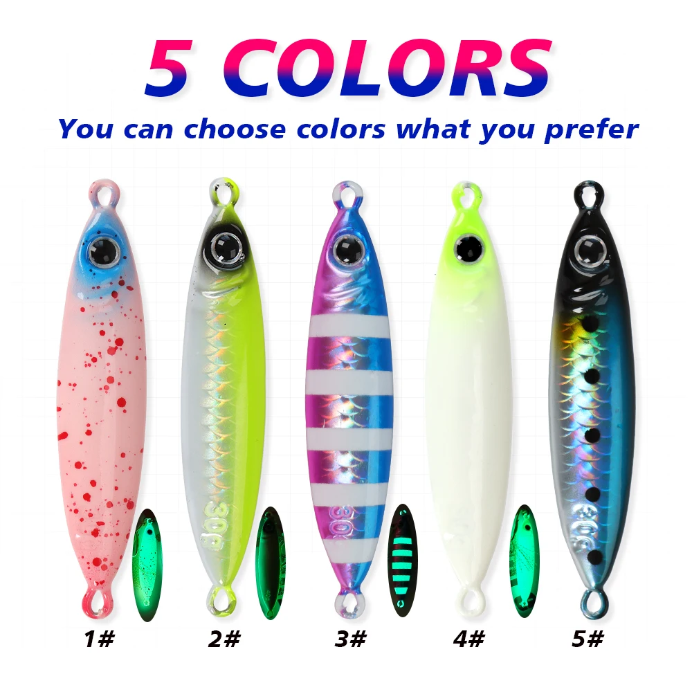 TOLU New 30g/40g/60g/80g Fast Sinking Jigging Fishing Lure Laser Paper Coating Luminous Jig Lure Sea Fishing Trolling Jigging