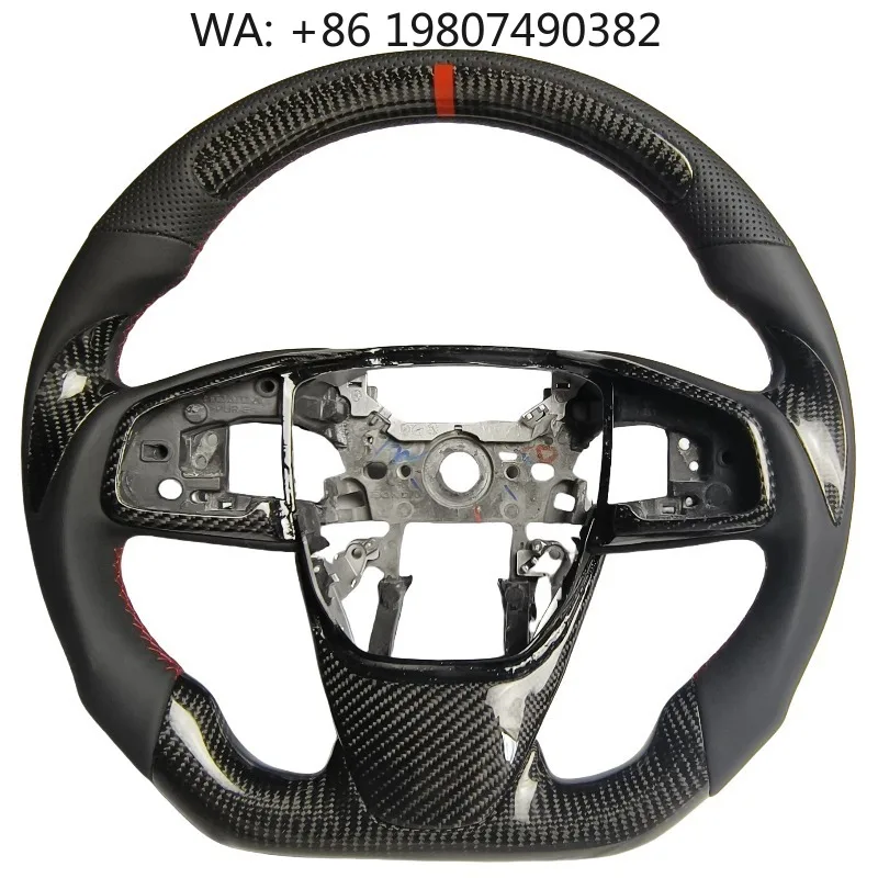 

3-Spoke Leather Steering Wheel Custom Carbon Fiber Sport For Luxury Sport Auto Interior Upgrade