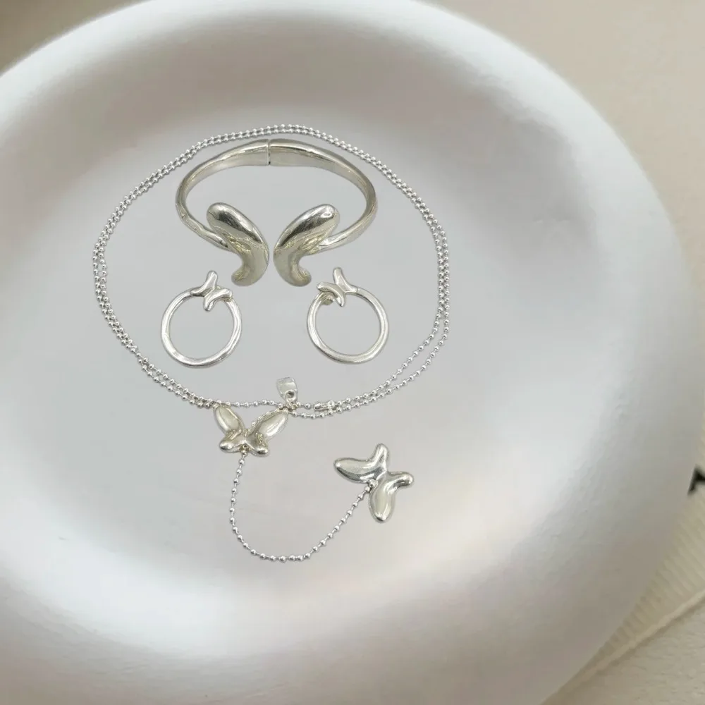 2026 Spain Gentle High Quality Gold Silver Butterfly Jewelry Three Piece Set for Romantic Gifts to Friends