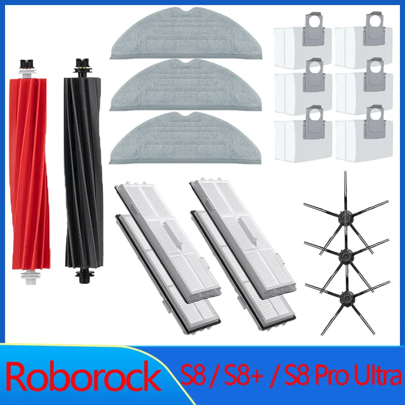 Voor Roborock S8 Pro Ultra S8 + Onderdelen DuoRoller Belangrijkste Zijborstels Mop Doeken HEPA Filters Stofzakken Accessoires