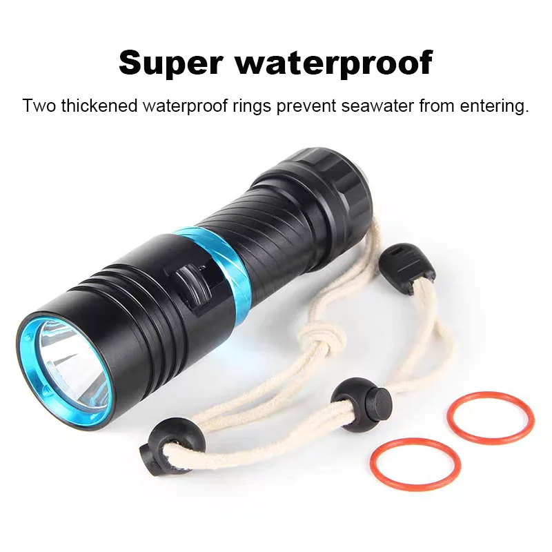 6000LM Ultra Bright Diving Flashlight L2 LED Spotlight Scuba Diving Lamp 150M 26650 Waterproof IP8 Lantern Camping Fishing Torch