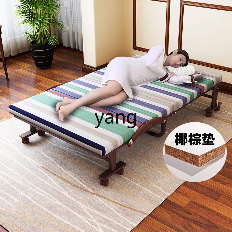 LH brown pad installation-free single folding bed office lunch break nap small space rest household hard bed