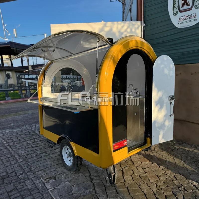 custom.Stainless Steel-border Custom Dining Car Mobile Trailer Snack Pizza Hamburger Outdoor Night Market Fast Food Stall