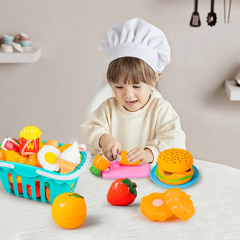 Nieuwe 17/25/35/68Pcs Gesimuleerde Keuken Speelgoed Set Kinderen Spelen Huis Fruit En Plantaardig Voedsel Kinderen Educatief Speelgoed Geschenken