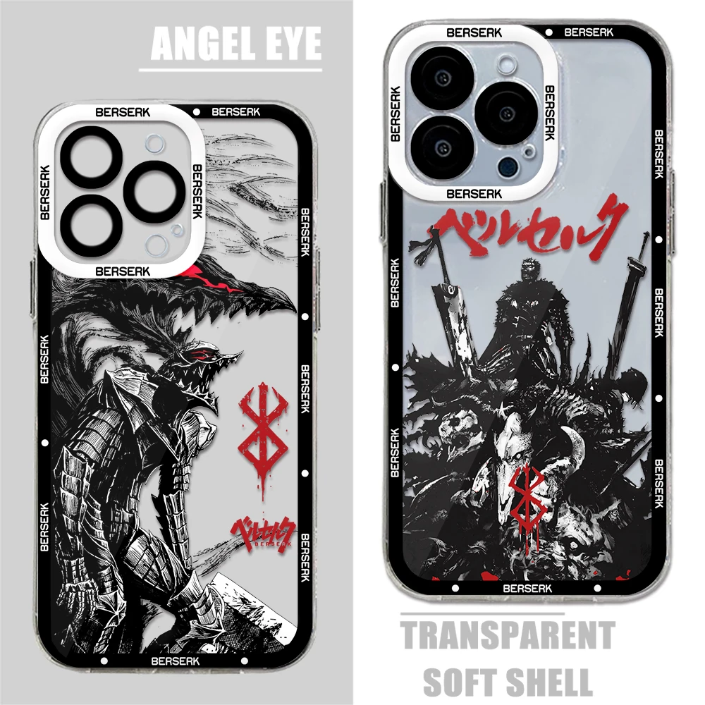 Berserk Guts Hot Blood Anime Phone Case For iPhone 15 14 13 12 11 Mini Pro Max X XR XSMax 6S 6 7 8 Plus SE20 Transparent Cover