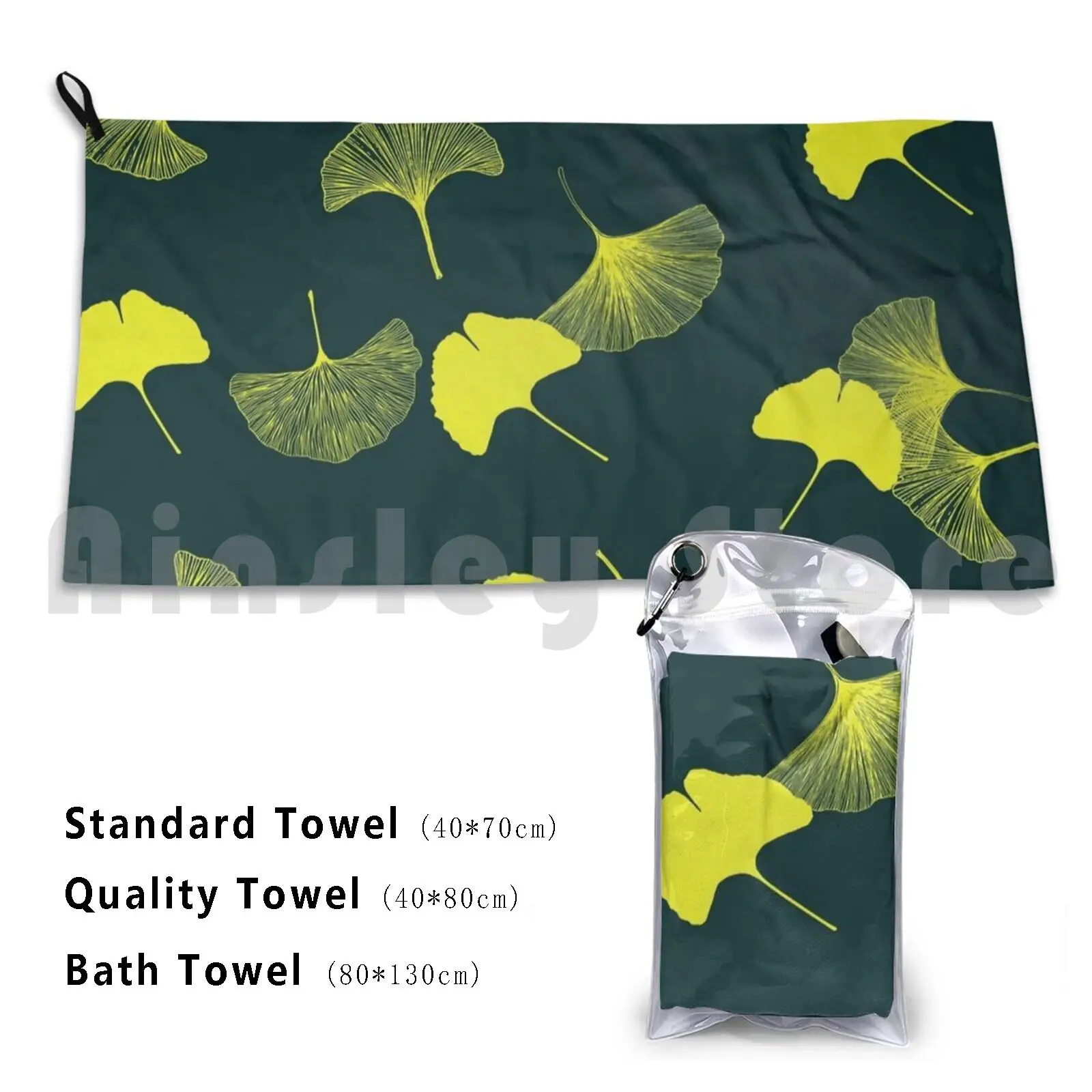 Ginkgo Leaves Beach Towel Quick Dry Quality Towel Ginkgo Leaf Leaves Nature Plant Flora Exotic Tree Floral Biloba