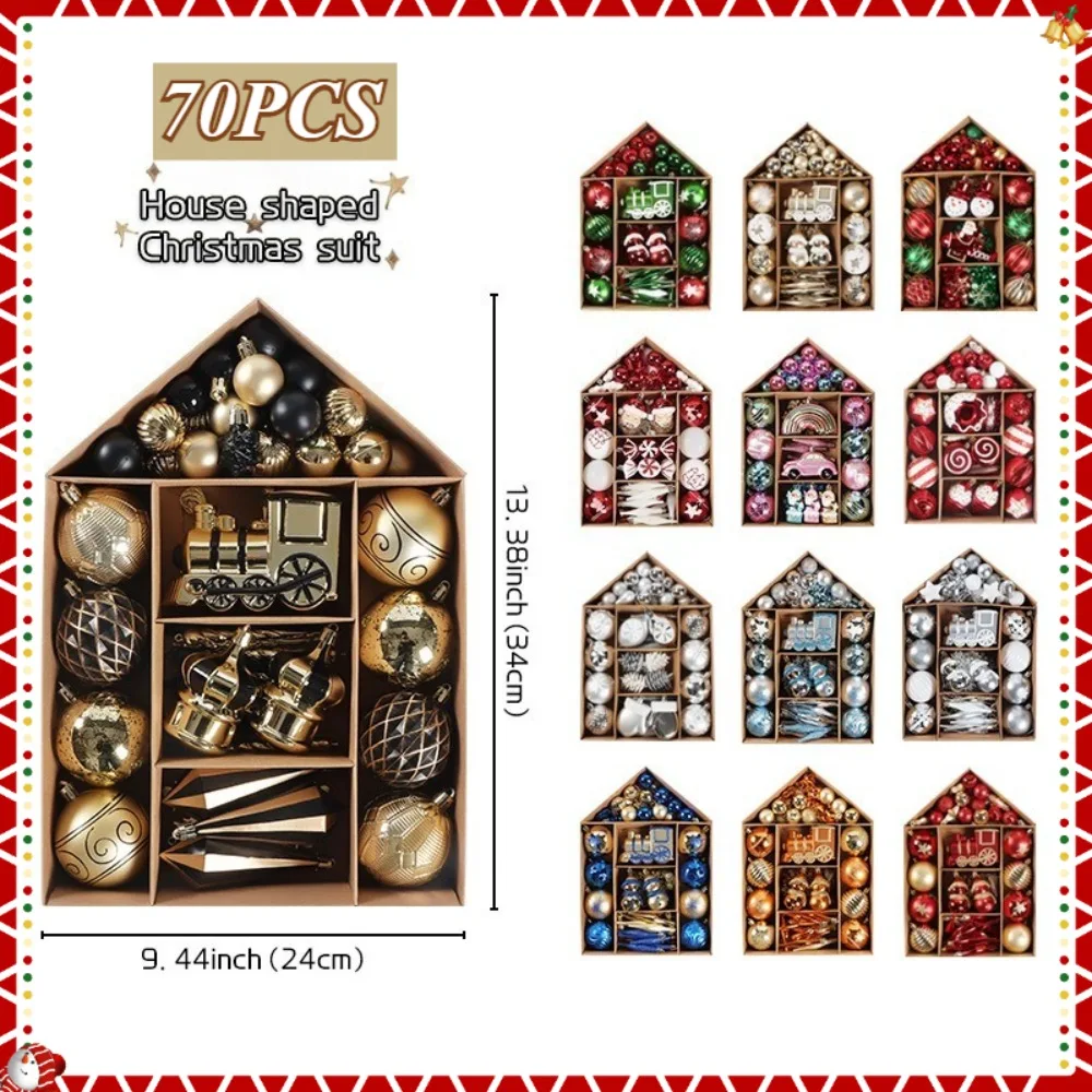

70PCS Christmas Ball Multi-size Exquisite Christmas Ball Holiday Party Scene Decoration Christmas Tree Decorated Ball Gift Set