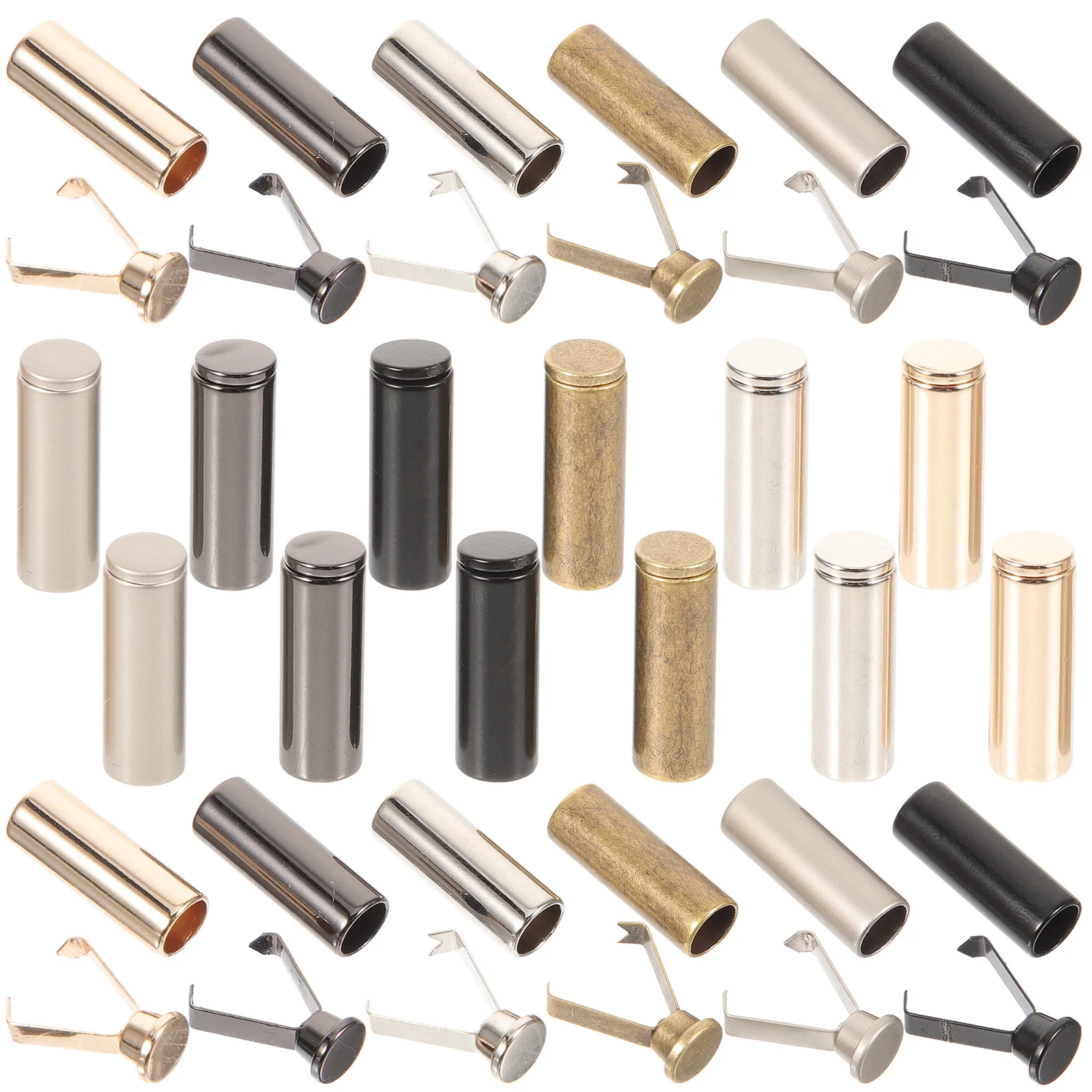 

24pcs Belt Strap Buckle Shoelace End Caps Cord Ends Metal Drawstring Locks Pants Accessories Replacement for Clothing