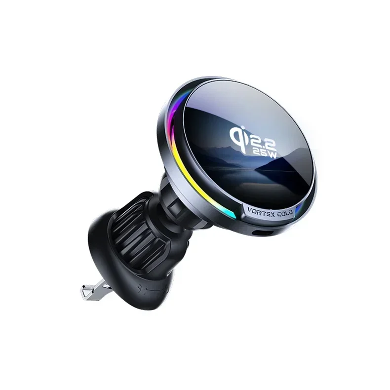 Qi2 25W Kühlendes Magnetisches Auto-Drahtlos-Ladegerät mit RGB-Licht 360° ° Drehständer für Magsafe iPhone 17 Pro Max Samsung S26 Ultra – Detail 16