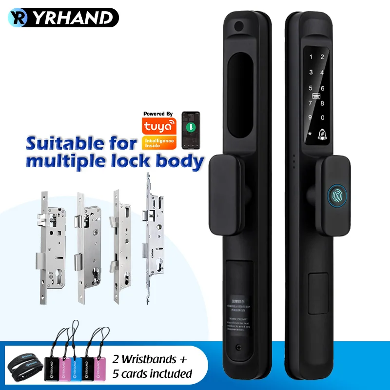 YRHAND Waterproof Outdoor Fingerprint Tuya WIFI APP Keyless Smart Electronic Door Lock Aluminum Glass Sliding Smart Door Lock