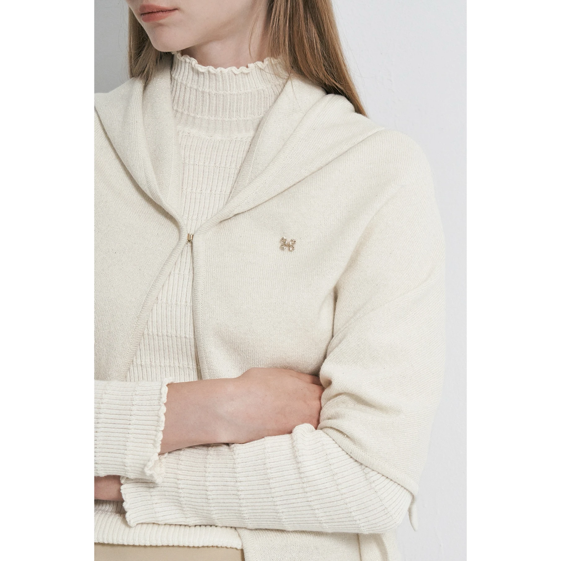 Simple Vintage Hooded Knitted Cowl Neck Wrap Scarf OBZ26 Autumn Lemon Cheese Casual Commute Style Loose Fit Long Sleeve
