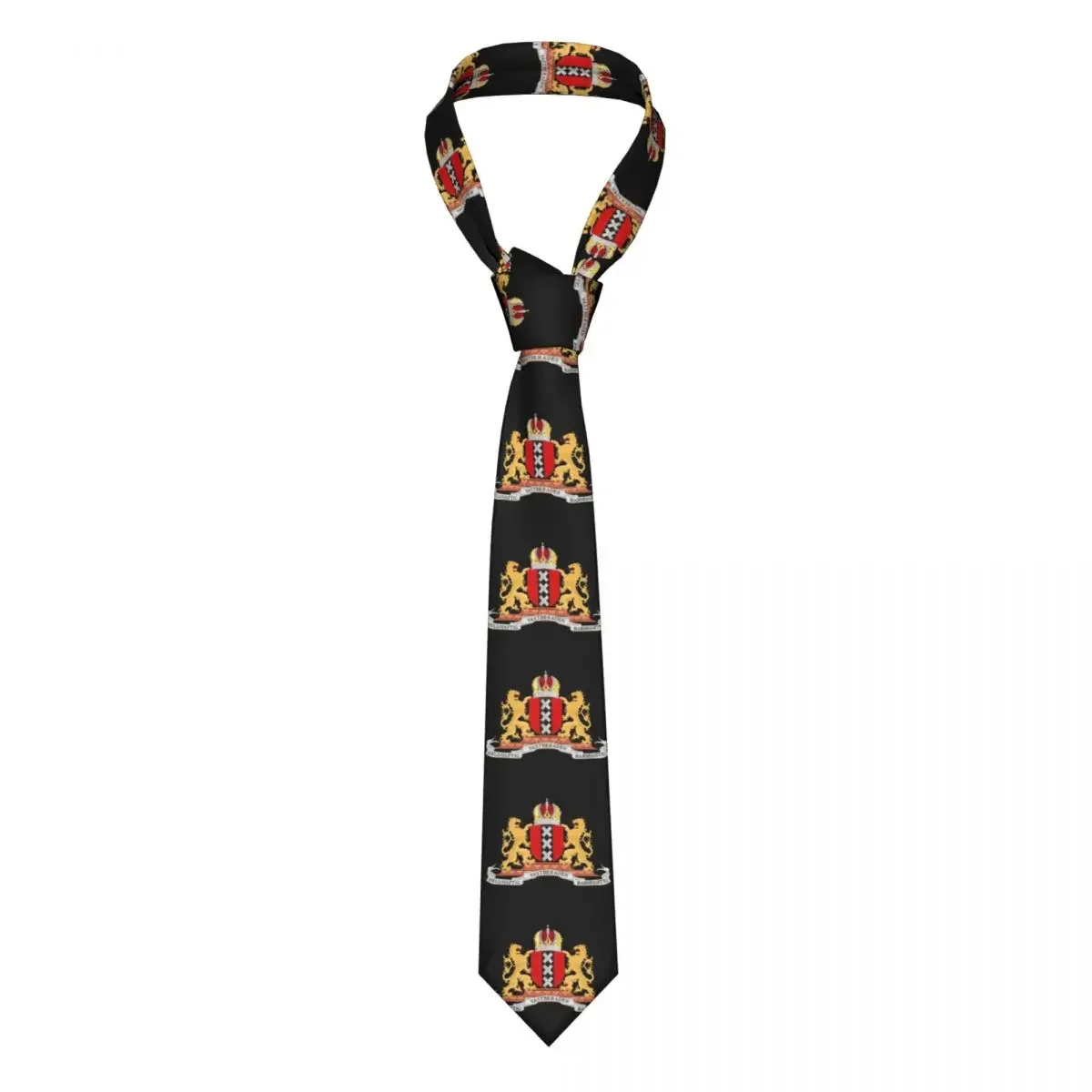 Custom Amsterdam Coat Of Arms Tie Men Classic Netherlands Flag Silk Party Neckties