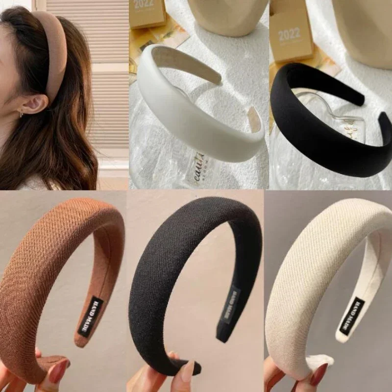 Fashion Solid Color Wide Hair Bands Girls Vintage Elastic Hairbands Thicken Headband Hair Hoop Korean Hair Accessories for Women